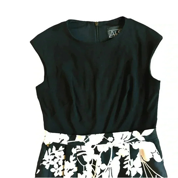 Alex Evenings Black Gray Floral Skirted Gown 8 - Picture 5 of 8